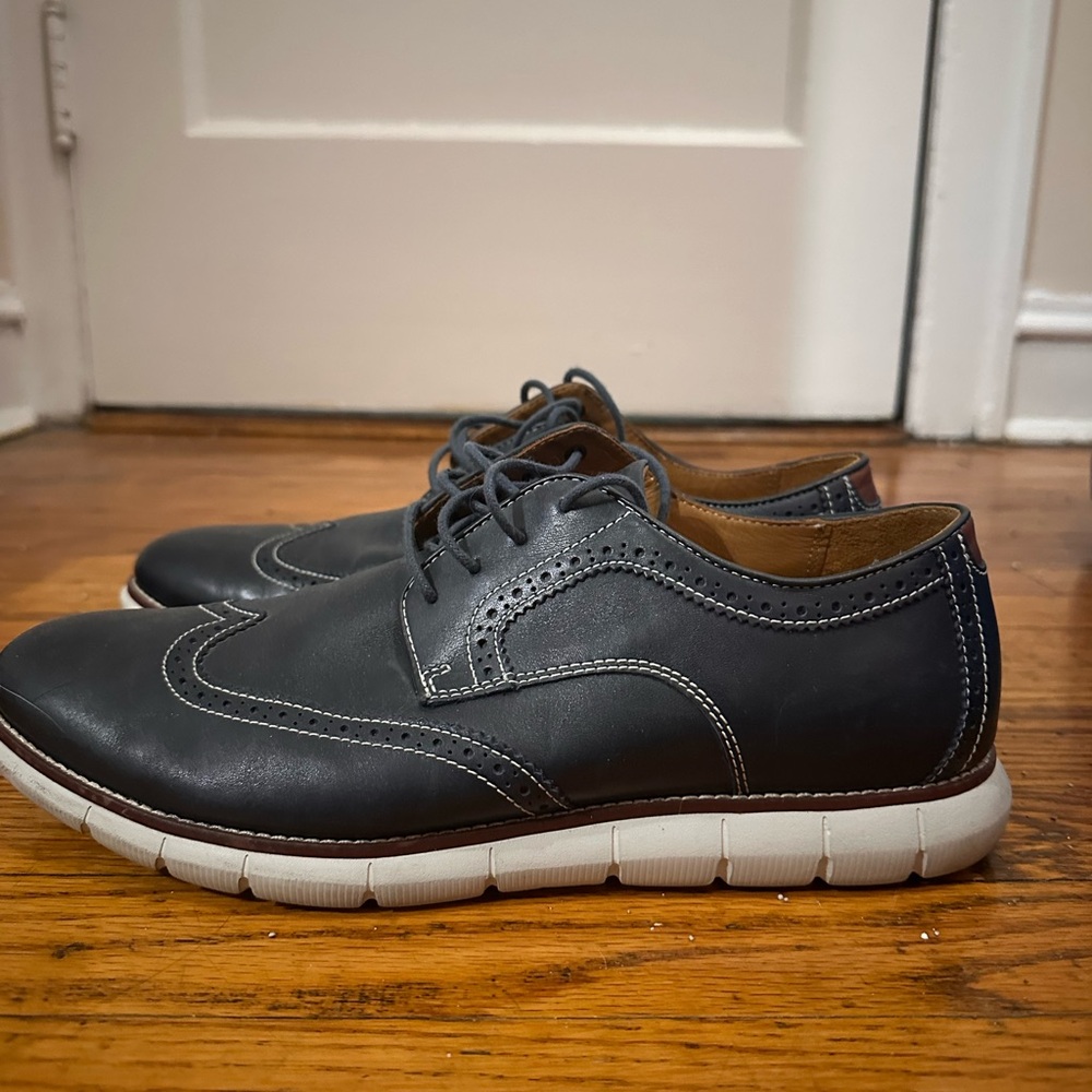 Men's Navy Leather Oxford Shoes